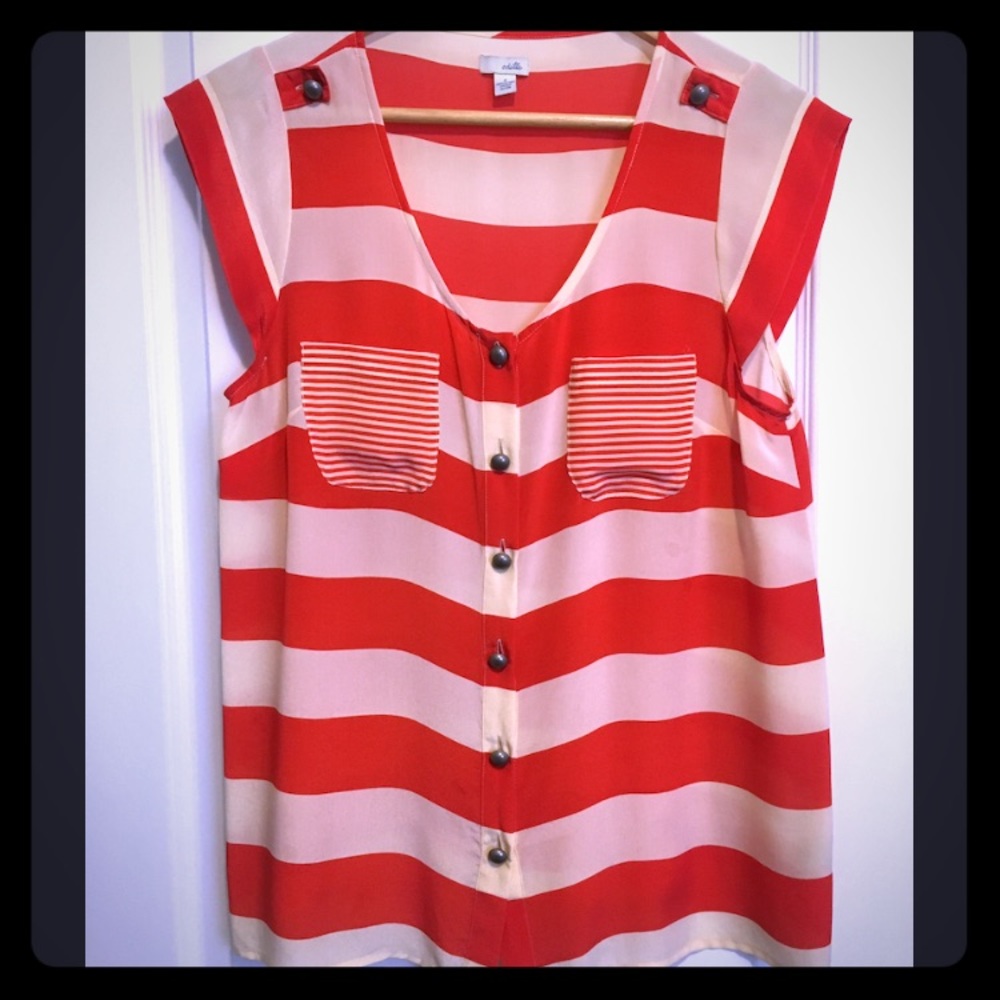 Stripe silk top